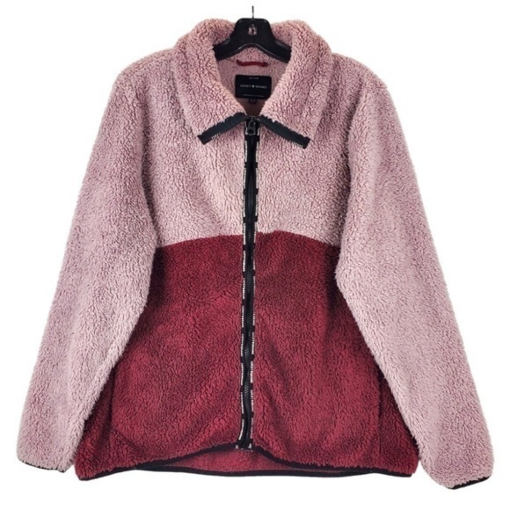 Lucky Brand Sherpa Fleece Jacket Hiking Outdoor Casual Purple Pink Large